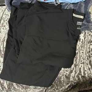 Fabletics black jogger and over sized top.
